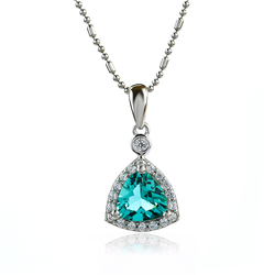 Trillion Cut Paraiba Sterling Silver Pendant