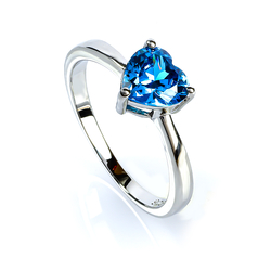 Heart Shape Blue Topaz Sterling Silver Solitaire Ring