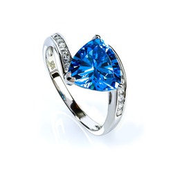 Silver Trillion Cut Blue Topaz Ring
