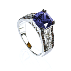 Chocolate Diamond Tanzanite .925 Sterling Silver Ring