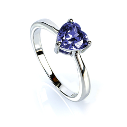 Heart Shape Tanzanite Sterling Silver Solitaire Ring