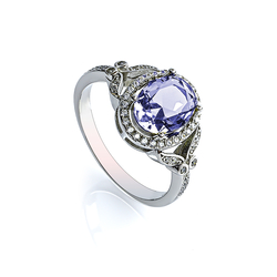 Oval Cut Tanzanite Silver Ring