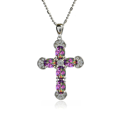 Beautiful Sterling Silver Cross With Mystic Topaz