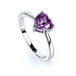 Heart Shape Alexandrite Sterling Silver Color Change Ring