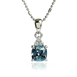 Solitaire Cushion Cut Alexandrite Sterling Silver Pendant