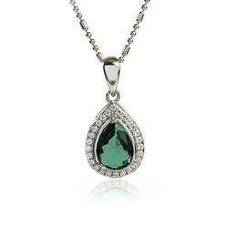 Blue Green Alexandrite Sterling Silver Pendant