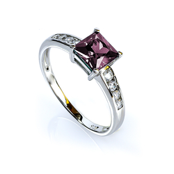 Princess Cut Alexandrite Engagement Silver Solitaire Ring 6 mm x 6 mm