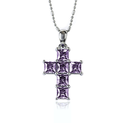 Amethyst Cross Silver Pendant 2.5 cms x 1.3 cms