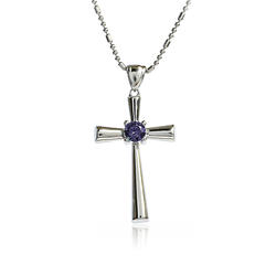 Amethyst Cross Silver Pendant