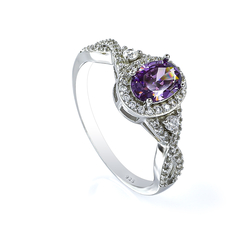 Amethyst 7 mm x 5 mm .925 Sterling Silver Ring