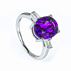 Sterling Silver Amethyst and Cubic Zirconia Ring