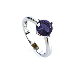 Solitaire Purple Amethyst Engagement Ring