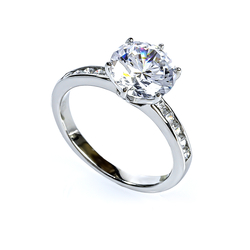 Simulated Diamond Brilliant Cut Silver Ring Solitaire