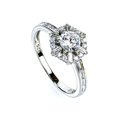 Simulated Diamond Brilliant Cut Silver Ring