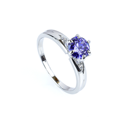 Solitaire Round Cut Stone 6 mm Tanzanite Ring