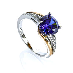 Silver Gold Plated Tanzanite Silver Ring