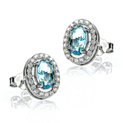 Oval Cut Aquamarine Silver Earrings