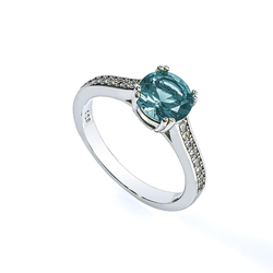 Aquamarine Silver Engagement Ring