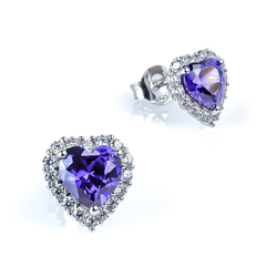 Tanzanite Heart Shape Sterling Silver Earrings