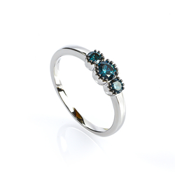 14K White Gold Blue Diamond Ring