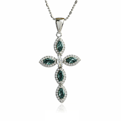 Sterling Silver Cross With Marquise Cut Alexandrite