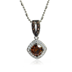 Silver Princess Cut Chocolate Diamond Set Earrings Pendant