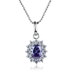 Gorgeous Oval Cut Tanzanite Silver Pendant With Zirconia