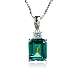 Alexandrite Emerald Cut Silver Pendant