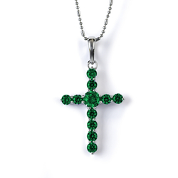 Emerald Silver Cross Pendant