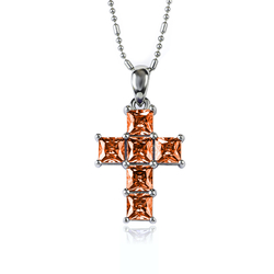 Fire Opal Cross Silver Pendant 2.5 cms x 1.3 cms