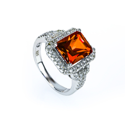 Emerald Cut High Quality Fire Opal Ring