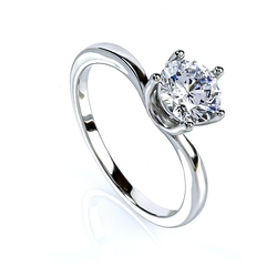 7 mm Simulated Diamond Engagement Silver Ring