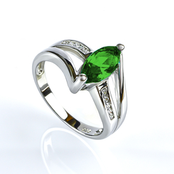 Sterling Silver Marquise Cut Emerald Ring