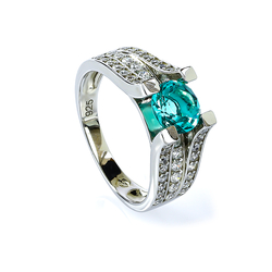 Silver Round Cut Paraiba Wedding Ring