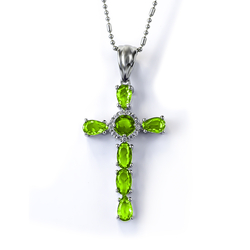 Beautiful Sterling Silver Cross With Peridot 35 mm x 17 mm