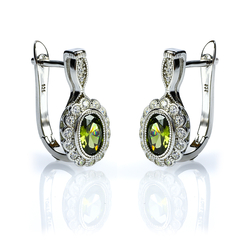 Oval Cut Peridot Omega Closure Earrings