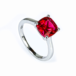 Sterling Silver Princess Cut Ruby Ring