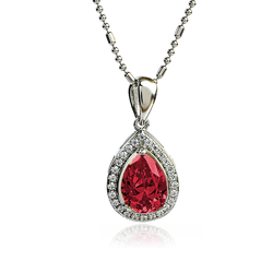 Red Ruby Sterling Silver Set Earrings and Pendant