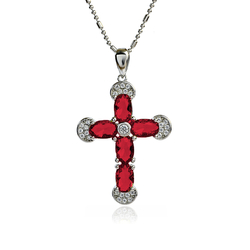 Beautiful Sterling Silver Cross With Ruby