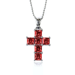 Ruby Cross Silver Pendant 2.5 cms x 1.3 cms