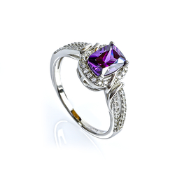 Sterling Silver Amethyst Fashion Ring 7 x 5 mm