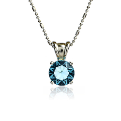 Brilliant-Cut Silver Solitaire Pendant with Aquamarine