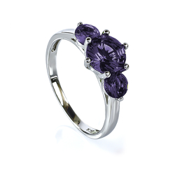 3 Stone Tanzanite Silver Ring