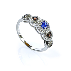 Chocolate Diamond Tanzanite Silver Ring