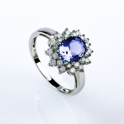 Oval Cut Tanzanite Sterling Silver Ring