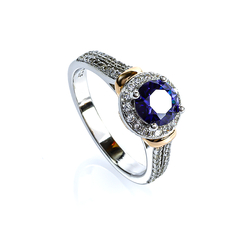 Brilliant Cut 6 mm Tanzanite Silver Ring