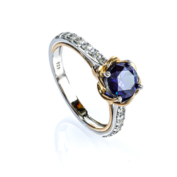 Brilliant Cut 8 mm Tanzanite Silver Ring