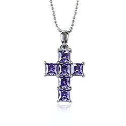 Tanzanite Cross Silver Pendant 2.5 cms x 1.3 cms