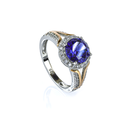 Silver Yellow Gold Plated Tanzanite Silver Ring