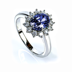 Silver Oval Cut Tanzanite Ring